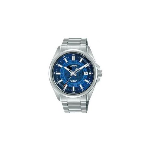 Automatikuhr LORUS Armbanduhren silberfarben (silberfarben-blau) Herren Armbanduhr, Herrenuhr, Datum, Edelstahlarmband