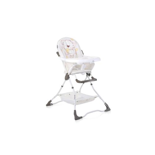 Lorelli Kinderhochstuhl Bonbon Bechervertiefung, klappbar, doppelter Tisch, Korb weiß beige