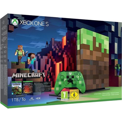 Xbox One S 1000GB - Braun - Limited Edition Minecraft + Minecraft