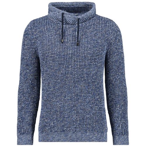 Rollkragenpullover RAGMAN, Herren, Gr. 50, blau (blau gemustert, 980), 100% Baumwolle, casual, ohne Ausschnitt, Langarm, Pullover