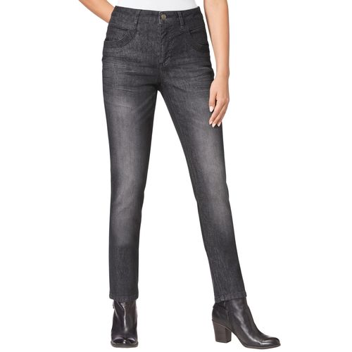 Röhrenjeans INSPIRATIONEN, Damen, Gr. 195, Extrakurzgrößen, schwarz (schwarz, denim), 79% Baumwolle, 19% Polyester, 2% Elasthan, unifarben, lang, Jeans