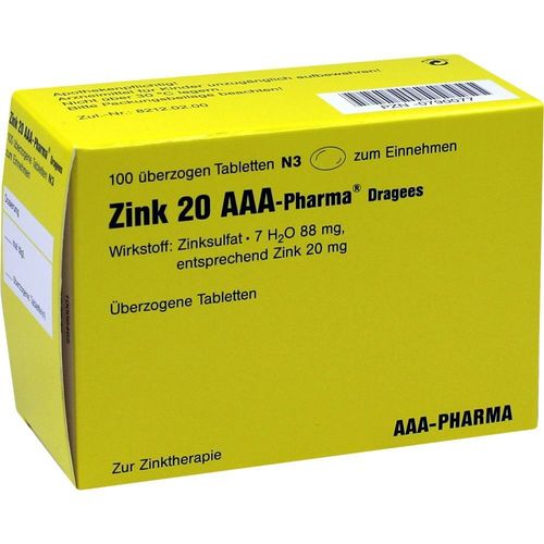 Zink 20 Aaa-Pharma Dragees 100 ST