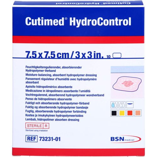 Cutimed Hydrocontrol 7.5x7.5cm 10 ST