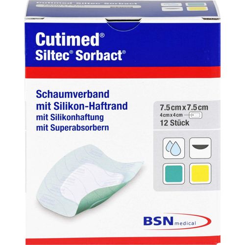 Cutimed Siltec Sorbact B Pu-Verb.7.5x7.5 cm 12 ST