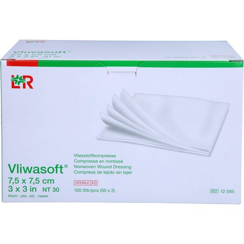 Vliwasoft Vlieskompressen 7.5x7.5 cm Steril 6L. 100 ST