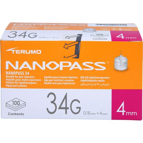 Nanopass 34 Pen Kanüle 34G 0.18x4 Mm 100 ST