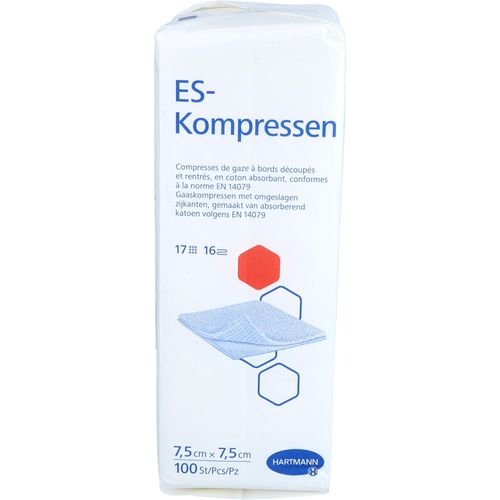 Es-Kompressen Unsteril 7.5x7.5cm 16F 100 ST