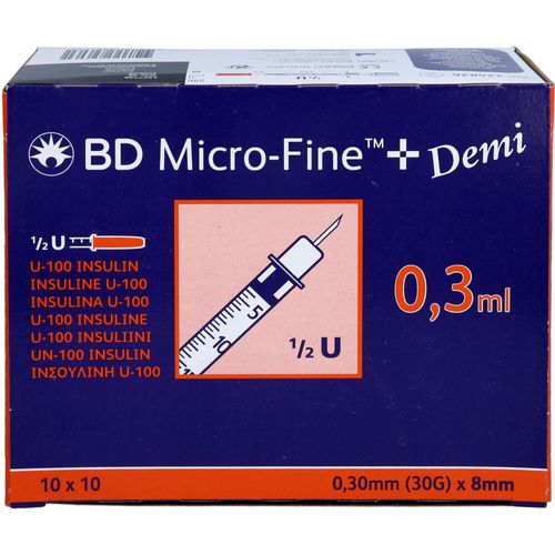 Bd Micro-Fine+ Insulinspr. 0.3 ml U100 0.3x8 Mm 100 ST