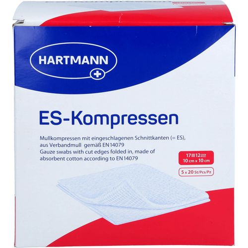 Es-Kompressen Steril 10x10 cm 12Fach Grosspackung 100 ST