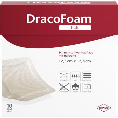 Dracofoam Haft Schaumstoff Wundauflage 12.5x12.5cm 10 ST