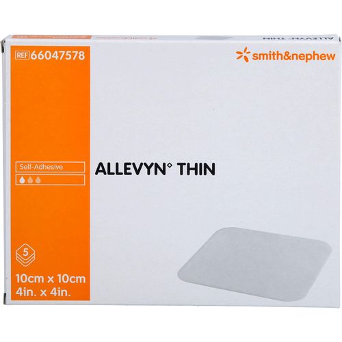 Allevyn Thin 10x10 cm Dünne Wundauflage 5 ST