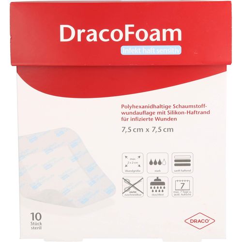 Dracofoam Infekt Haft Sensitiv 7.5x7.5 cm 10 ST