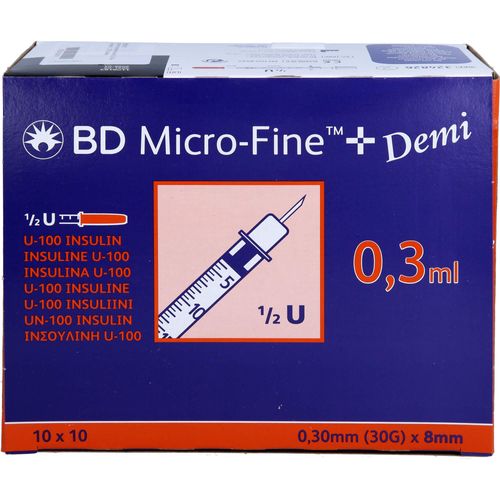 Bd Micro-Fine+ Insulinspr.0.3 ml U100 0.3x8 Mm 100 ST