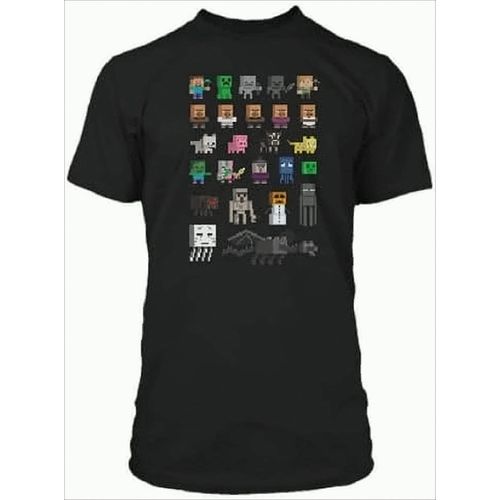 Minecraft Charaktere Kinder T-Shirt 110/116 Schwarz