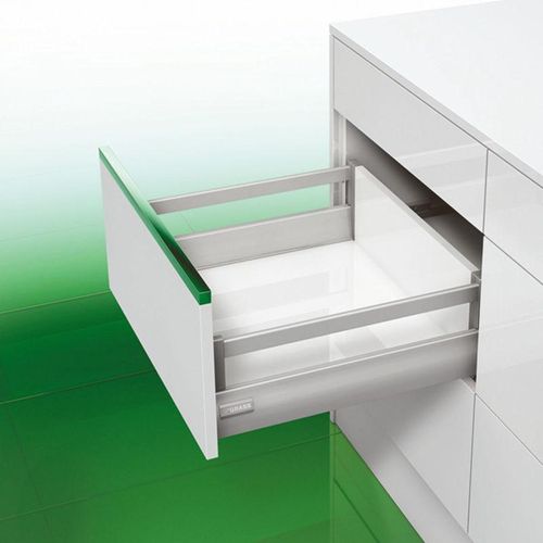 Frontauszug dwd-xp Zargenhöhe 95 mm nl 550 mm Soft-Close grau mit Reling (Alu-Metallic)