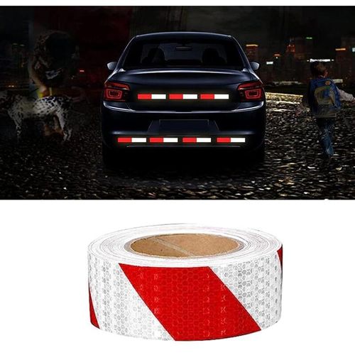 Reflektierendes Klebeband, rot und weiß, 25 m x 5 cm, selbstklebendes reflektierendes Klebeband, selbstklebendes reflektierendes Klebeband,