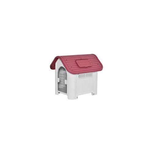 Hundehütte Outdoor Hundehaus mit Dachluke für kleine Hunde Metall PP