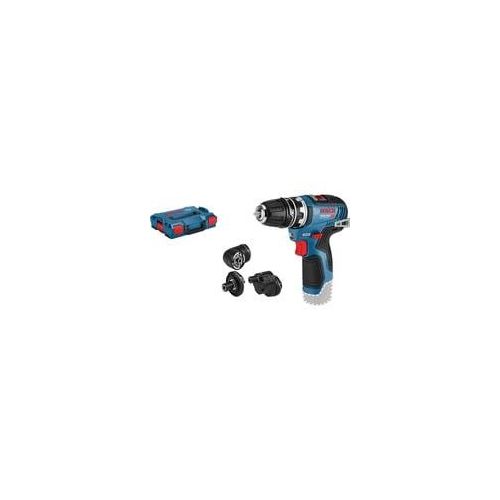 Akku-Bohrschrauber GSR 12V-35 FC solo Professional, 12Volt blau/schwarz, ohne Akku und Ladegerät, mit FlexiClick Aufsätzen, L-BOXX