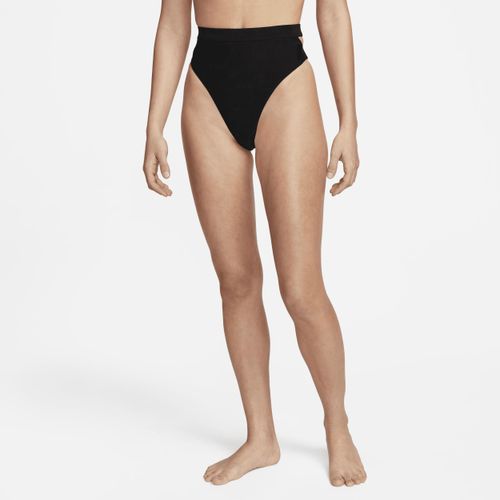 Nike Swim uitgesneden bikinibroekje met hoge taille voor dames - Zwart