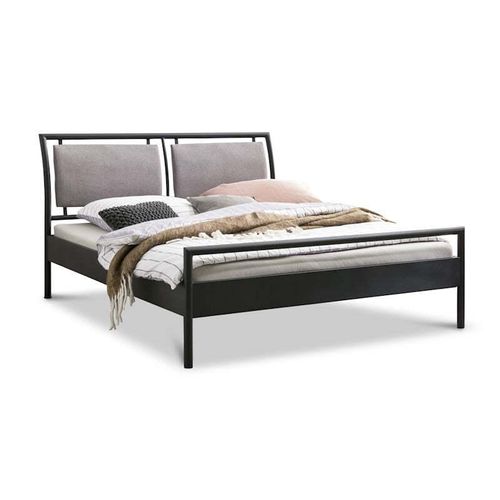 Metallbett Venus mit Polsterkopfteil – 140x210 cm / schwarz