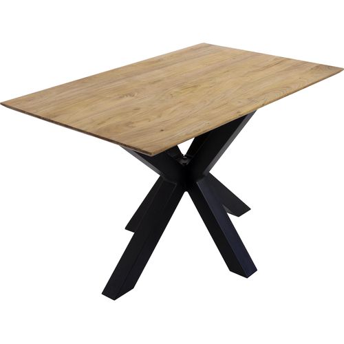 Esstisch 120x80cm Akazie massiv eichenfarben schweizer Kante Spider-Gestell schwarz DEAN