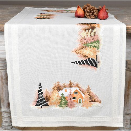 Stickläufer"Winterdorf modern" Image