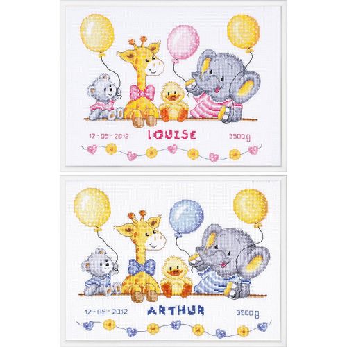 Kreuzstichbild "Baby Tiere", 27 x 22 cm