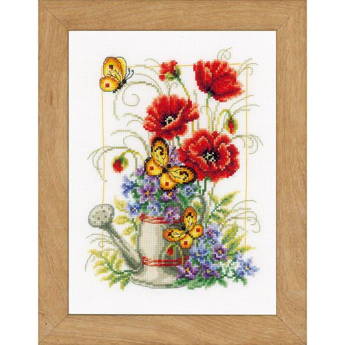Stickbild "Mohn", 19 x 25 cm