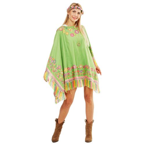 Hochwertiger Hippie-Poncho "Flower Power"