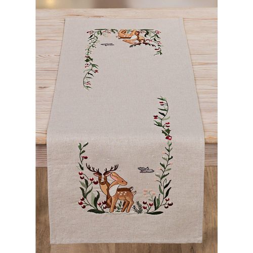 Stickläufer "Winterwald & Rehe"