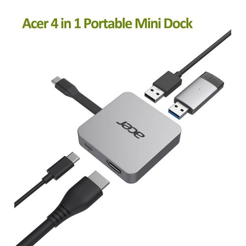 Acer 4in1 Type C draagbare minidock dongle | Zilver