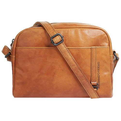 Umhängetasche SPIKES & SPARROW, Damen, Gr. B/H/T: 25cm x 17cm x 7cm onesize, braun (cognac), Leder, unifarben, leicht glänzend, Taschen, echt Leder