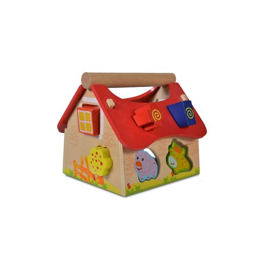 Moni Sortierspiel Tierhaus 2044 Formsortierspiel aus Holz, 12 Formen und Figuren bunt