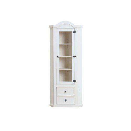 Eckschrank New Mexico Kiefer massiv weiss Mexiko Wohnzimmer Vitrine Schrank
