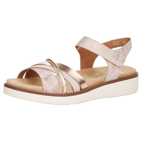 Riemchensandale REMONTE Gr. 39, rosegold (rosé-roségoldfarben-goldfarben) Damen Schuhe Keilabsatz, Sommerschuh, Sandalette mit herausnehmbarer Softeinlage