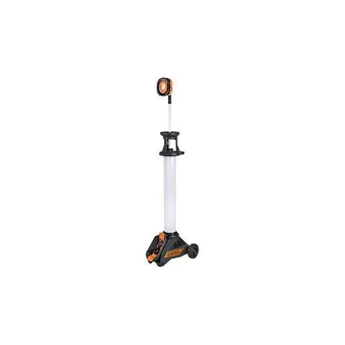 Brennenstuhl LED Baustrahler TU 23050 M, 360° Rundumlicht, Teleskopstrahler, 2 Schutzkontaktsteckdosen, IP54, Kabellänge 5m, B 430 x H 131 - 173 mm, schwarz/silber