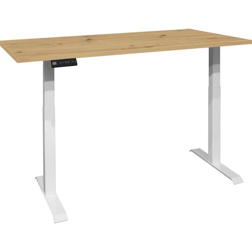 Schreibtisch MÄUSBACHER "Big System Office" Tische Gr. B: 180cm, weiß (weiß matt, asteiche, asteiche) Breite 180 cm, elektrisch höhenverstellbar