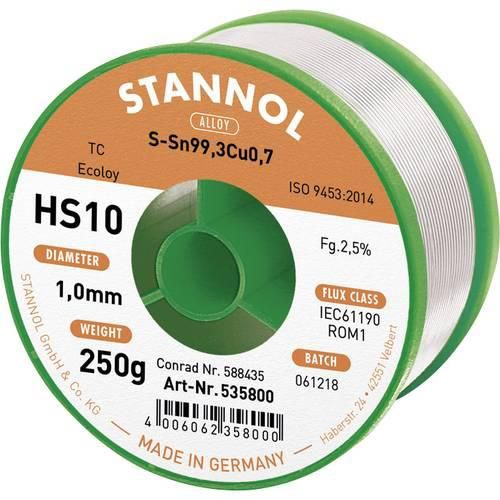 Stannol HS10 2510 Lötzinn, bleifrei Spule Sn99,3Cu0,7 ROM1 250 g 1 mm