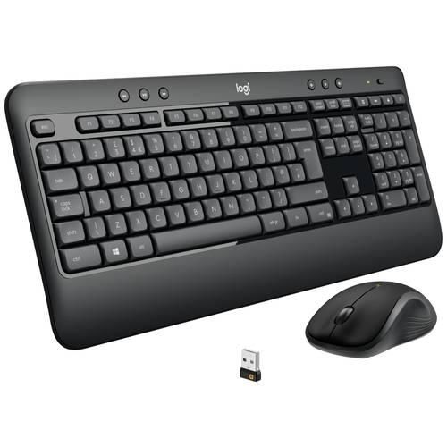 Logitech MK540 Advanced Funk Tastatur, Maus-Set Handballenauflage Deutsch, QWERTZ Schwarz