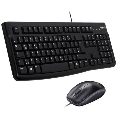 Logitech MK120 Desktop USB Tastatur, Maus-Set Spritzwassergeschützt Deutsch, QWERTZ Schwarz