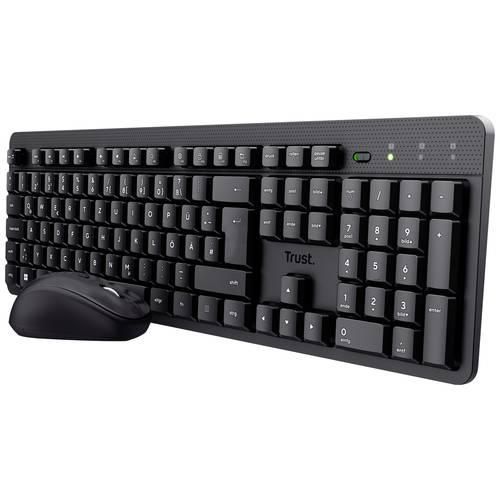 Trust TKM-360 Kabellos Tastatur, Maus-Set Geräuscharme Tasten, Hotkey Funktion, Integriertes Scrollrad, mit numerischer Tastatur, Multimediatasten Deutsch,