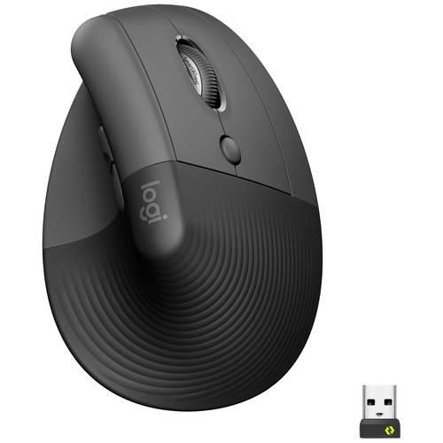 Logitech Lift Vertical Ergonomic Mouse Ergonomische Maus Bluetooth®, Funk Optisch Graphite 6 Tasten 4000 dpi Ergonomisch