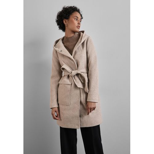 Langjacke STREET ONE Gr. 36, quinoa beige melange Damen Jacken in Woll-Optik