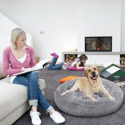 Hundebett Hundebetten animals Weiches Katzenbett Schlafplatz Hundekissen Plüsch hellgrau 100cm - Vingo