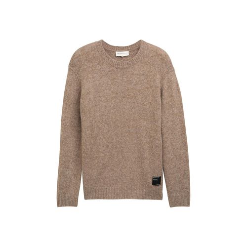 TOM TAILOR DENIM Herren Strickpullover mit Rundhalsausschnitt, braun, Uni, Gr. XS