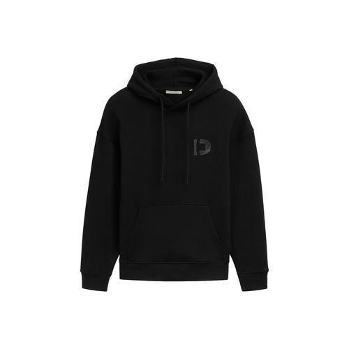 TOM TAILOR DENIM Herren Relaxed Hoodie Sweatshirt mit Logo-Stickerei, schwarz, Uni, Gr. M Image