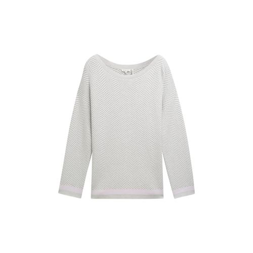 TOM TAILOR Damen Plus Size - Pullover mit Fischgrätenmuster, grau, Fischgrät, Gr. 54