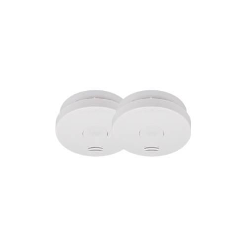 Brennenstuhl Feuermelder 2er-Set RML 3100, 10-Jahres-Batterie, 85 dB Alarmsignal, Stummschaltung, Q-Siegel, VdS-zertifiziert, ⌀ 100 x H 31 mm, weiß
