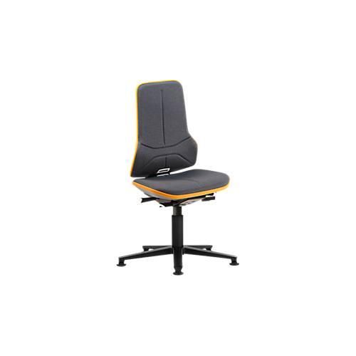 Arbeitsstuhl bimos NEON, Permanentkontakt, Grundmodell ohne Polsterelement, mit Gleitern, Flexband orange