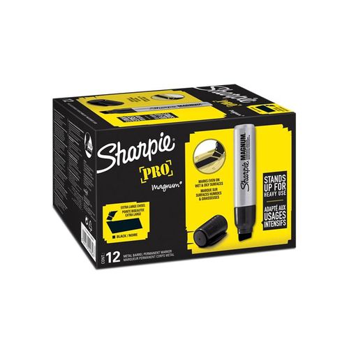 Sharpie Pro Magnum Permanentmarker, Keilspitze 9,8/14,8mm, schwarz, 12 Stück